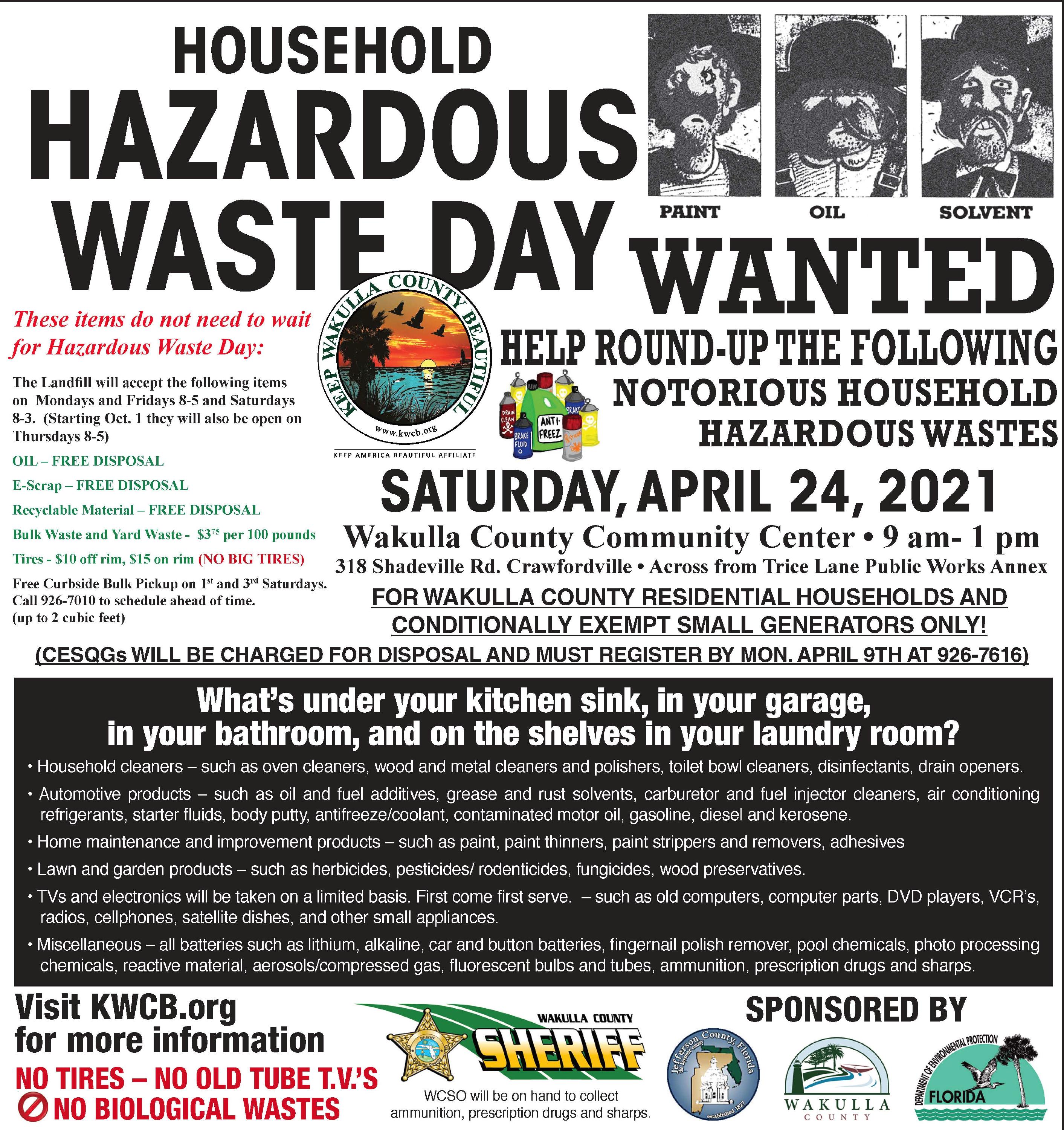 Household Hazardous Waste Day.4.24.21